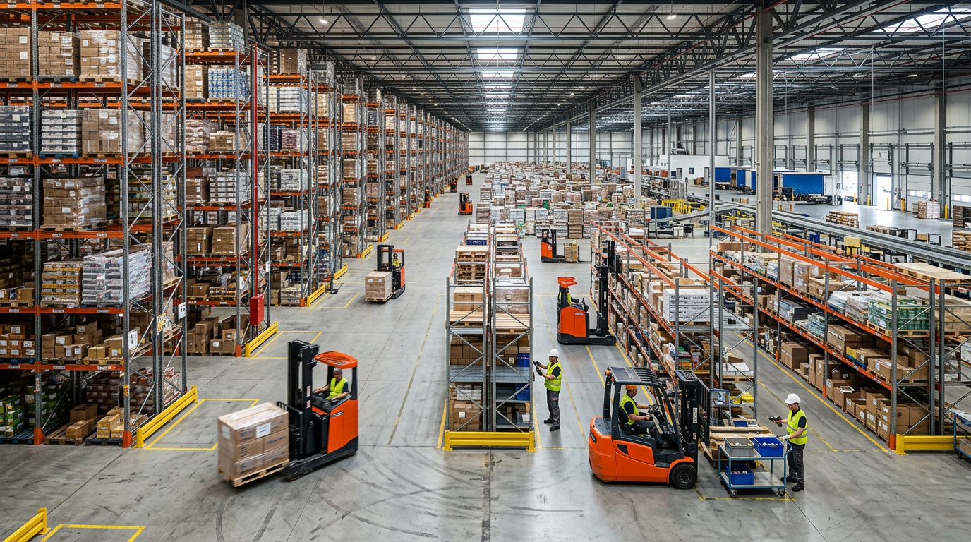 Alliance Material Handling team installing pallet racking systems in a Maryland warehouse